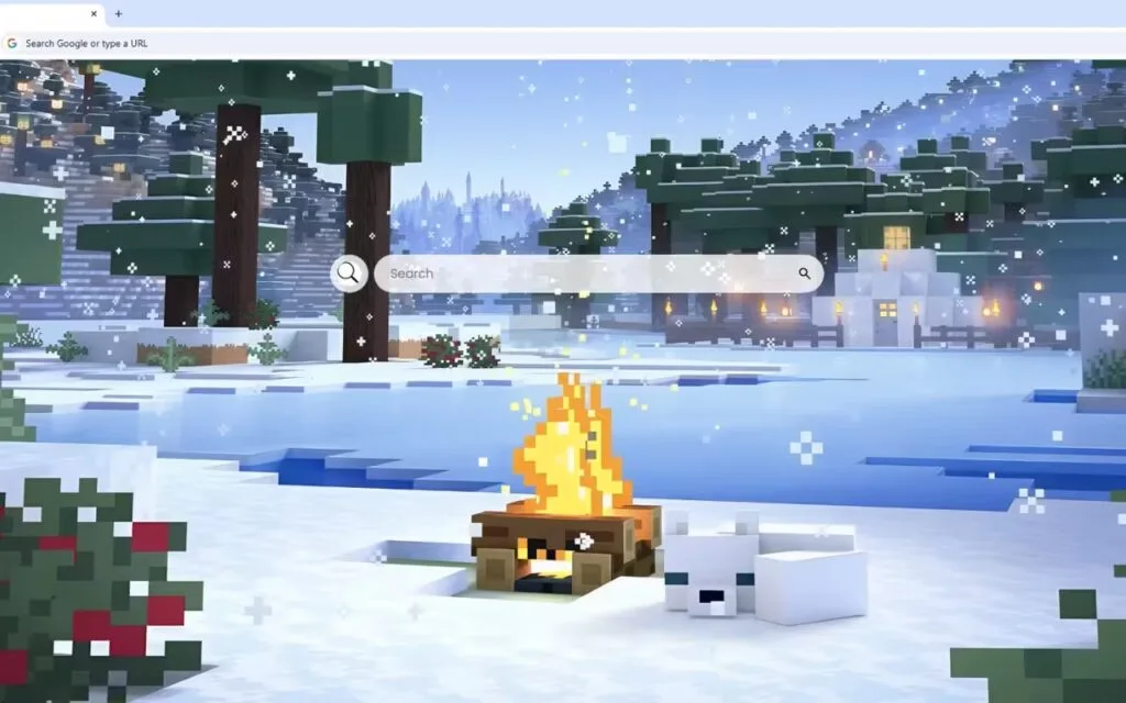 Minecraft Snowy Campfire Live Wallpaper