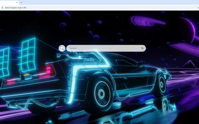 Neon DeLorean in Cyberpunk Space Live Wallpaper