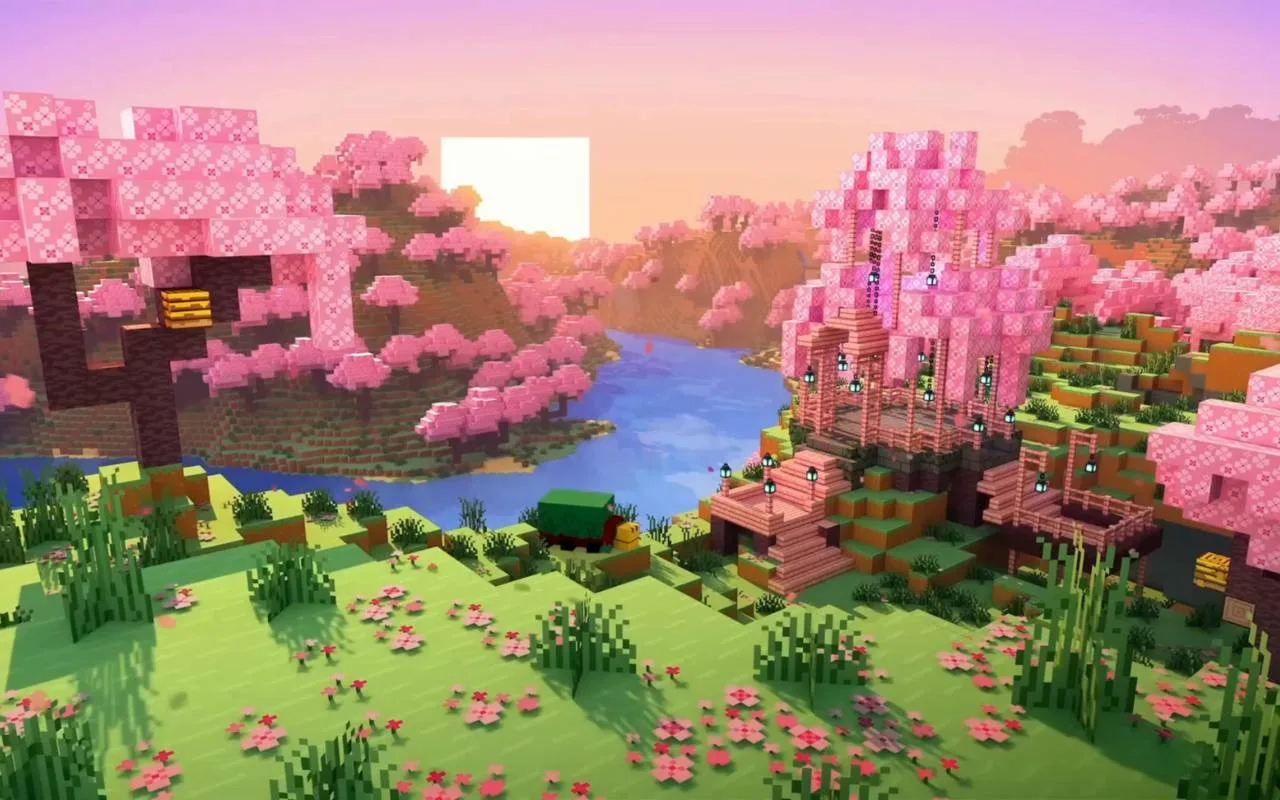 Minecraft Cherry Blossom Live Wallpaper