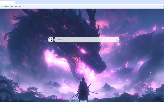 Fantasy Samurai vs Purple Fire Dragon Live Wallpaper