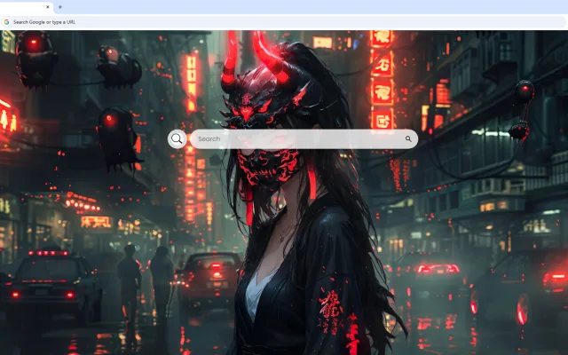 Oni Mask Girl Live Wallpaper