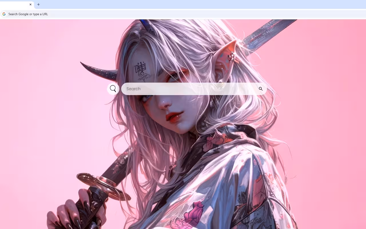 Pink Aesthetic Oni Samurai Girl Live Wallpaper